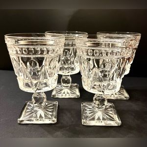 Vintage 1957. Park Lane Water/Wine Goblets By Colony, Pressed Glass, Set of 4